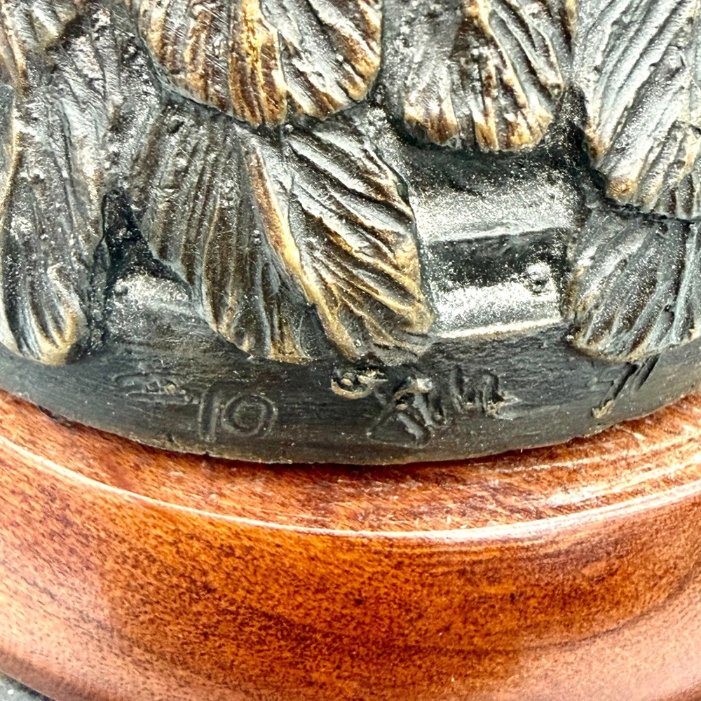 Heavy Cast Brass Bronze Bald Eagle Head Bust Sculpture USA Wood Base 8"‎ - Picture 5 of 16